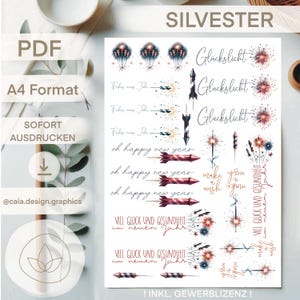 PDF | CANDLE FILE | NEW YEAR'S EVE candle tattoo New Year's Eve Happy New Year waterslide digital template including commercial license