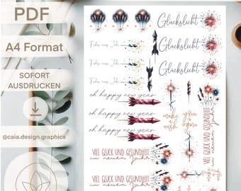 PDF | CANDLE FILE | NEW YEAR'S EVE candle tattoo New Year's Eve Happy New Year waterslide digital template including commercial license