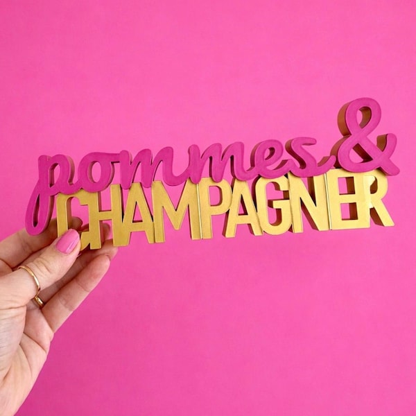 3MF | 3D | FRIES AND CHAMPAGNE Gift Idea 3D Print incl. Commercial License Bambulab Print Best Friend Funny Statement