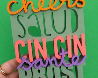 3MF | 3D | CHEERS Gift Idea Lettering 3D Printed incl. Commercial License Bambulab Print Colored Lettering New Year's Eve New Year's Day Birthday Cheers