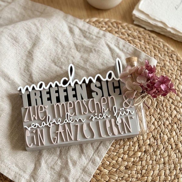 3MF | 3D | Wedding saying 3D print incl. commercial license Bambulab print colored lettering Valentine's Day Love for a lifetime money gift