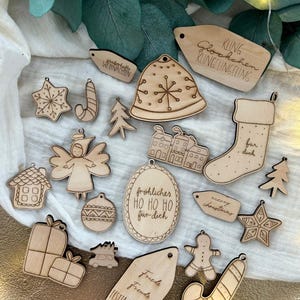 SVG | LASERBESTAND | KERST digitaal bestand incl. commerciële licentie tag cadeau tag vrolijke kerstmotieven vector lasercut