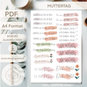 PDF | KERZENDATEI | MUTTERTAG Datei Wasserschiebefolie inkl gewerblicher Lizenz beste Mama kerzentattoos zum ausdrucken