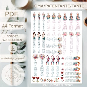 PDF | KERZENDATEI | OMA patentante tante Datei Wasserschiebefolie inkl gewerblicher Lizenz schön, dass es dich gibt kerzentattoos