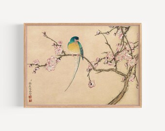 Bird with Plum Blossoms Print, Japanese Art Poster (Downloadable)