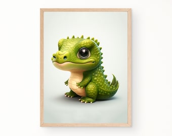 Cute Alligator Nursery Print, Baby Animal Wall Art (Digital Download)