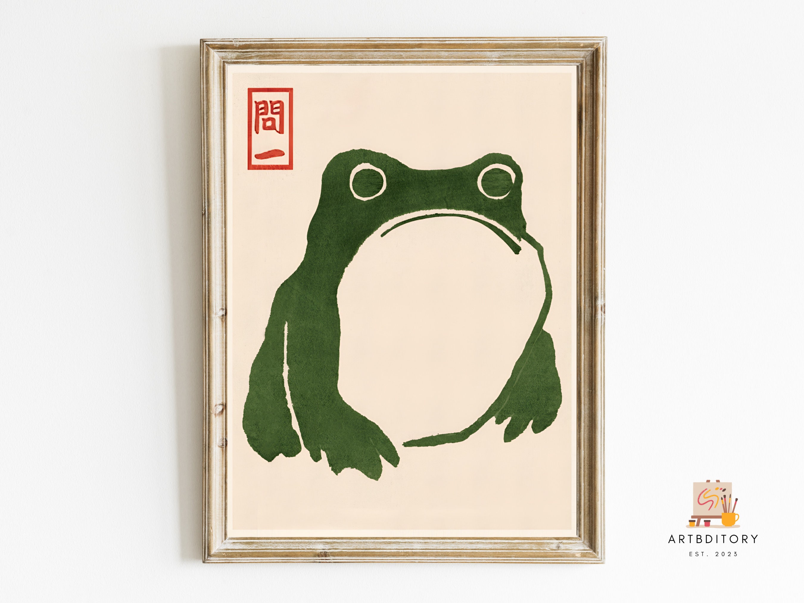 Matsumoto Hoji Grumpy Toad Art Print | Japanese Vintage Poster (digital ...