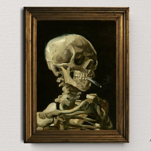 Vincent Van Gogh Skull of a Skeleton with Burning Cigarette Famous Painting High Quality Printable Wall Art Vintage Fine Art Print