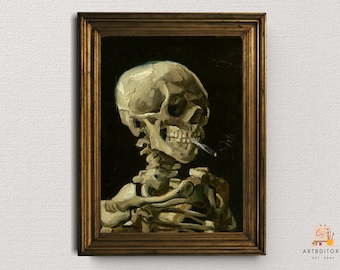 Van Gogh Skull with Cigarette Print, Vintage Fine Art (Digital Download)