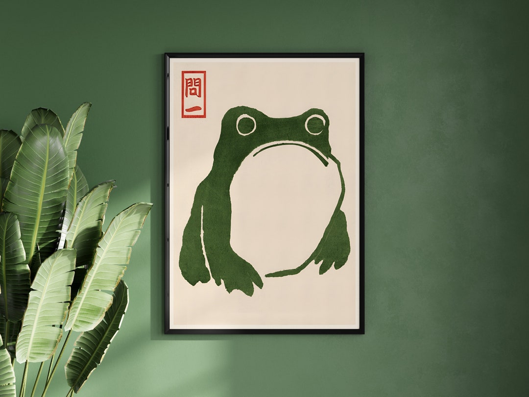 Matsumoto Hoji Grumpy Toad Art Print | Japanese Vintage Poster (digital ...