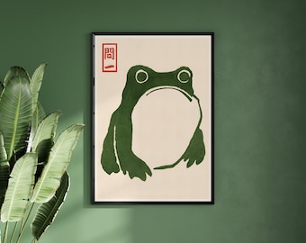 Matsumoto Hoji Grumpy Toad Art Print | Japanese Vintage Poster (Digital Download)