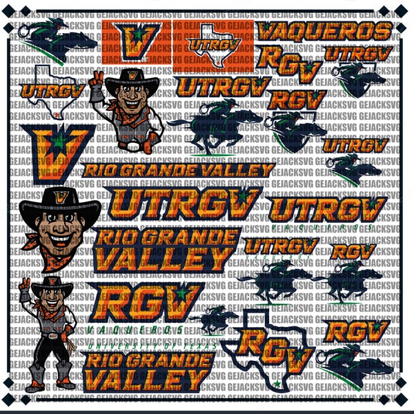 Rio Grande Valley University SVG, Vaqueros SVG, Game Day, UTRGV, Football, Basketball, College, Athletics, Instant Download.