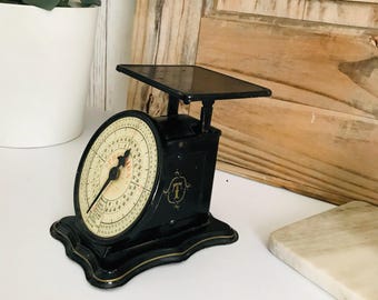 Antique Black Scale, Vintage Triner Postal Scale, Industrial Metal Desk Scale , Antique Scale, Beautiful Small Scale, Office Decor 6''