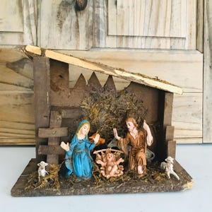 Vintage Fontanini Wood Nativity Small Creche Made In Italy, Mid Century Italian Nativity Set, Hand Craft Crèche, Retro Christmas 1960’s, 9''