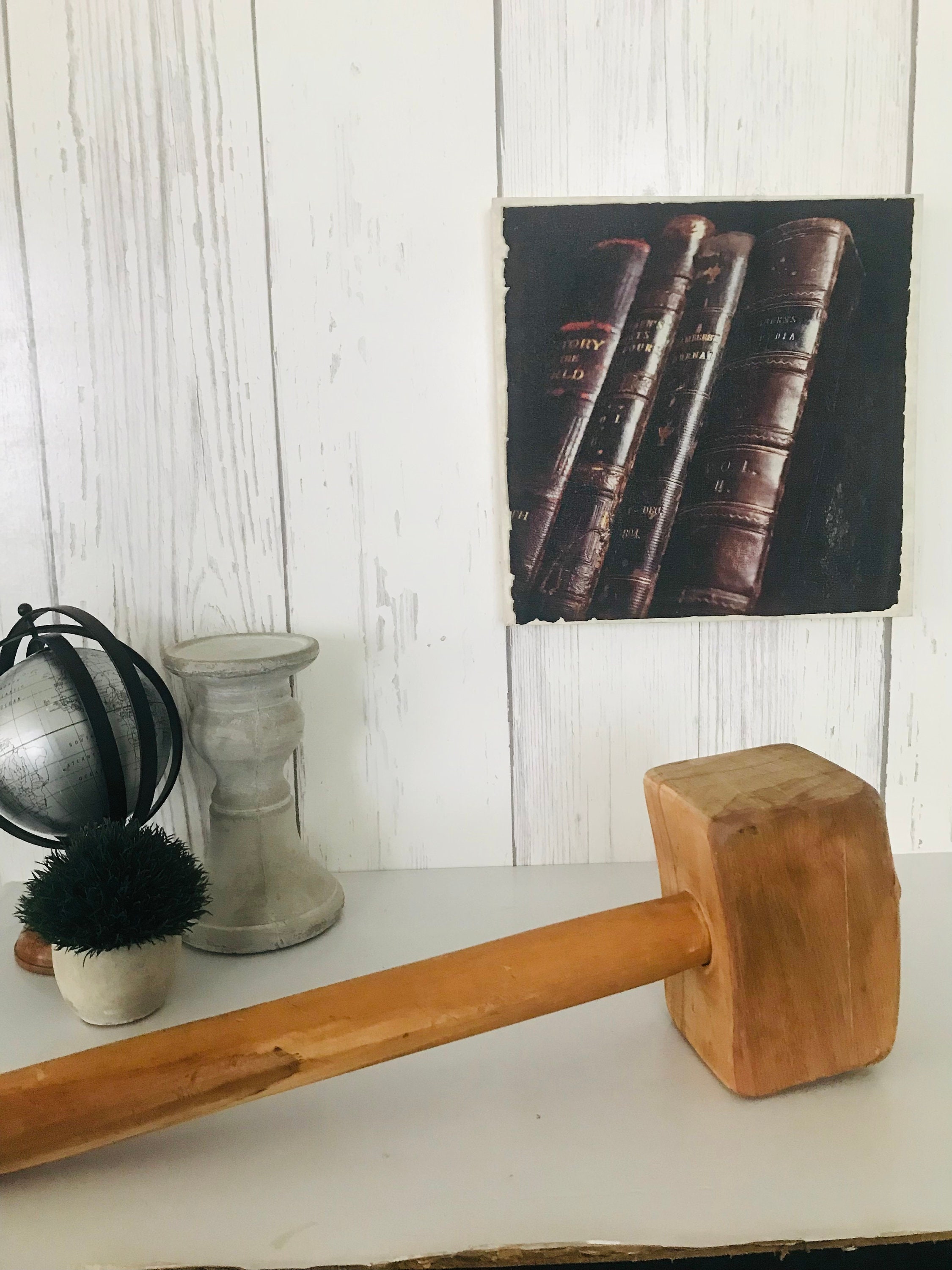 Antique Handmade Wooden Hammer, Wood Mallet, Ancient End Grains Mallet