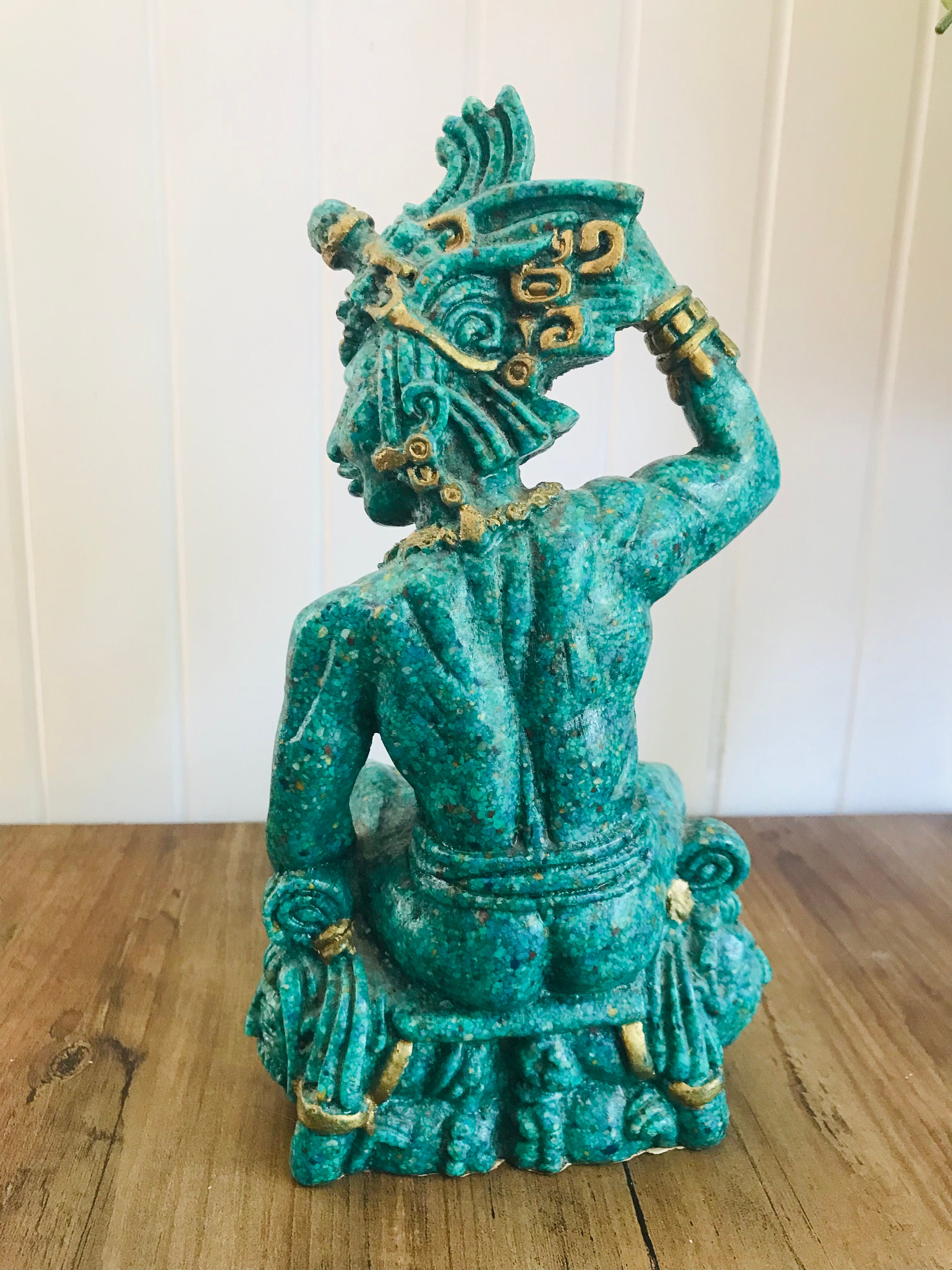 Aztec tribal warrior statue vintage maya inca chac zutz lord etsy