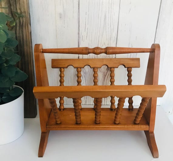 マガジンラック Vintage magazine holders Vintage 1970s Solid Wood Magazine Holder, Dutch Magazine Rack