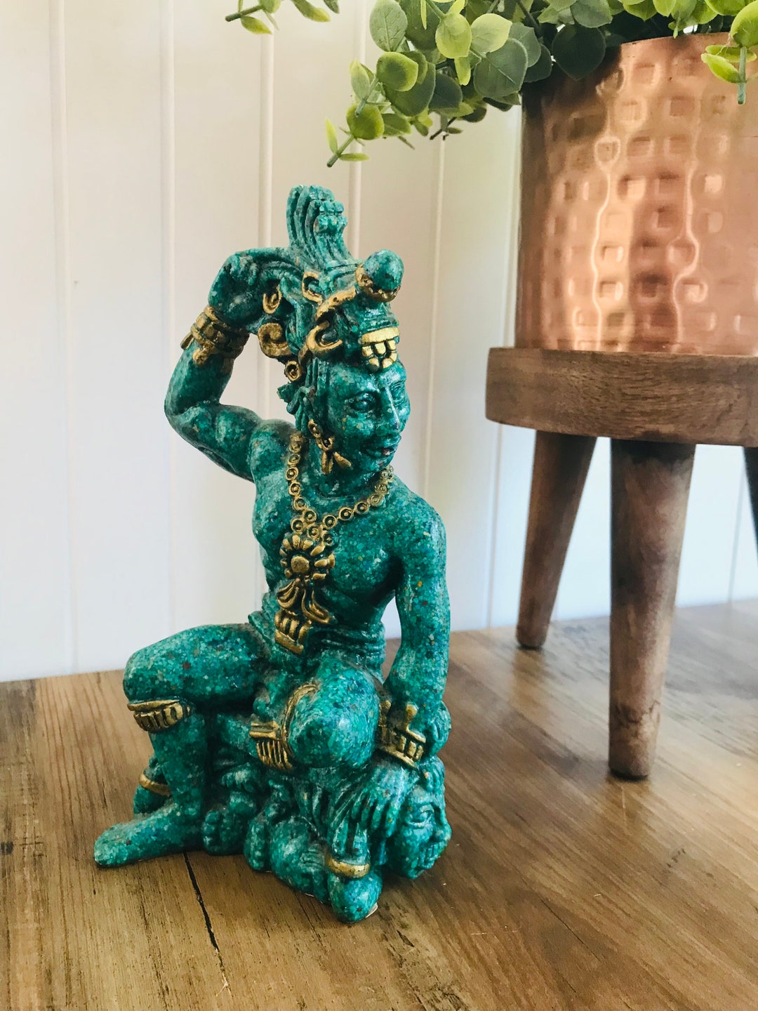 Aztec tribal warrior statue vintage maya inca chac zutz lord etsy