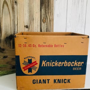 Vintage kunststoffbeschichtete KNICKERBOCKER Bierkiste, Vintage Riesen Knick Bierkiste, Metall und Pappe Box, seltene Vintage Box, Bar Dekor, rustikal