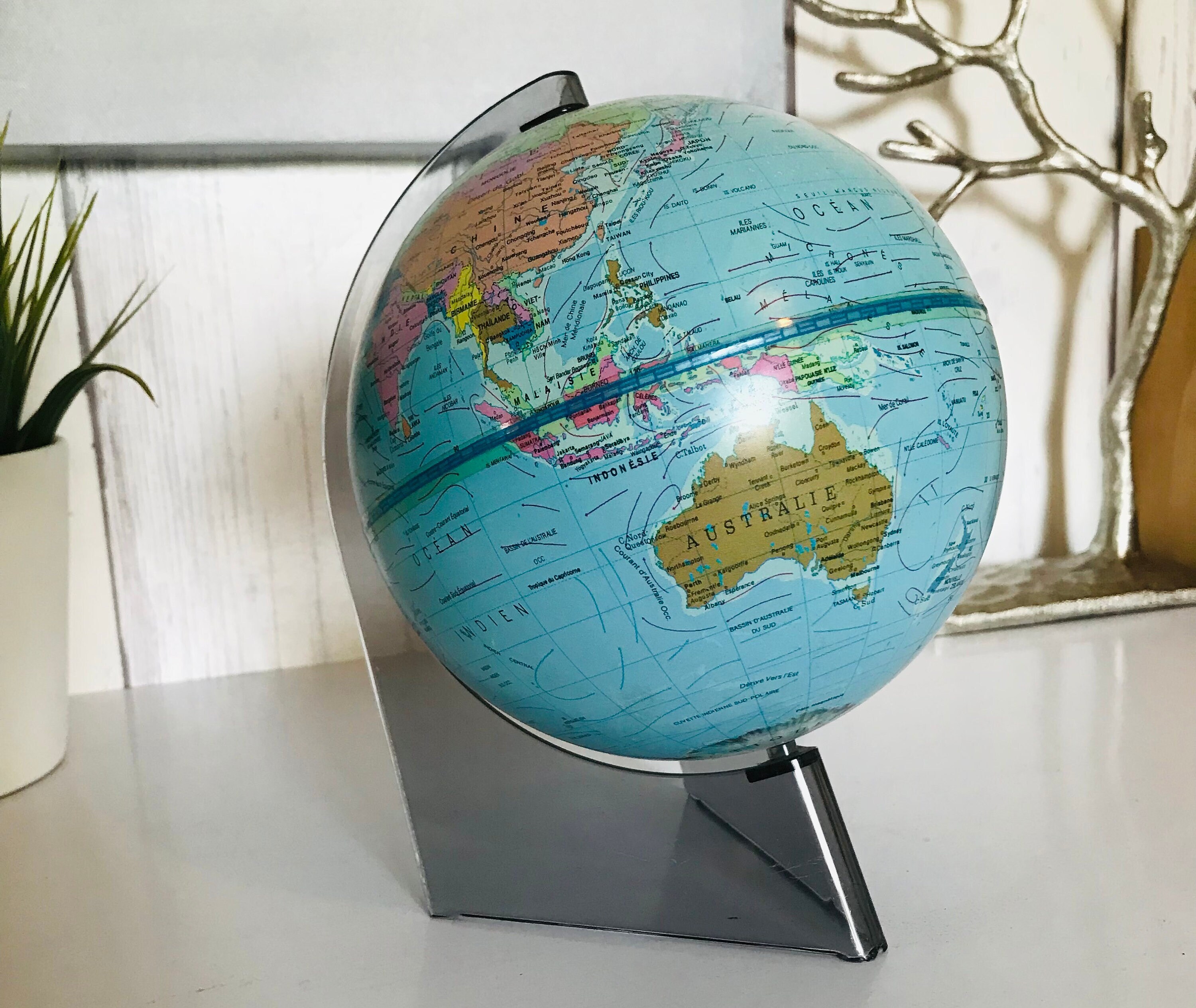 Gros globe terrestre lumineux vintage MADE IN DANMARK