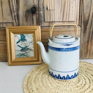 Vintage Chinese Teapot  Rice Grain Rice Eye, Blue And White Porcelain, Vintage Porcelain Chinese Dragon Teapot, Jingdezhen China Tea Pot