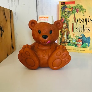 Vintage Coin Bank, Dunkin Donut Teddy Bear Coin Bank, Funny Money Coin Bank, Retro Bank, Kids Room Decor, Collectible, Home Decor