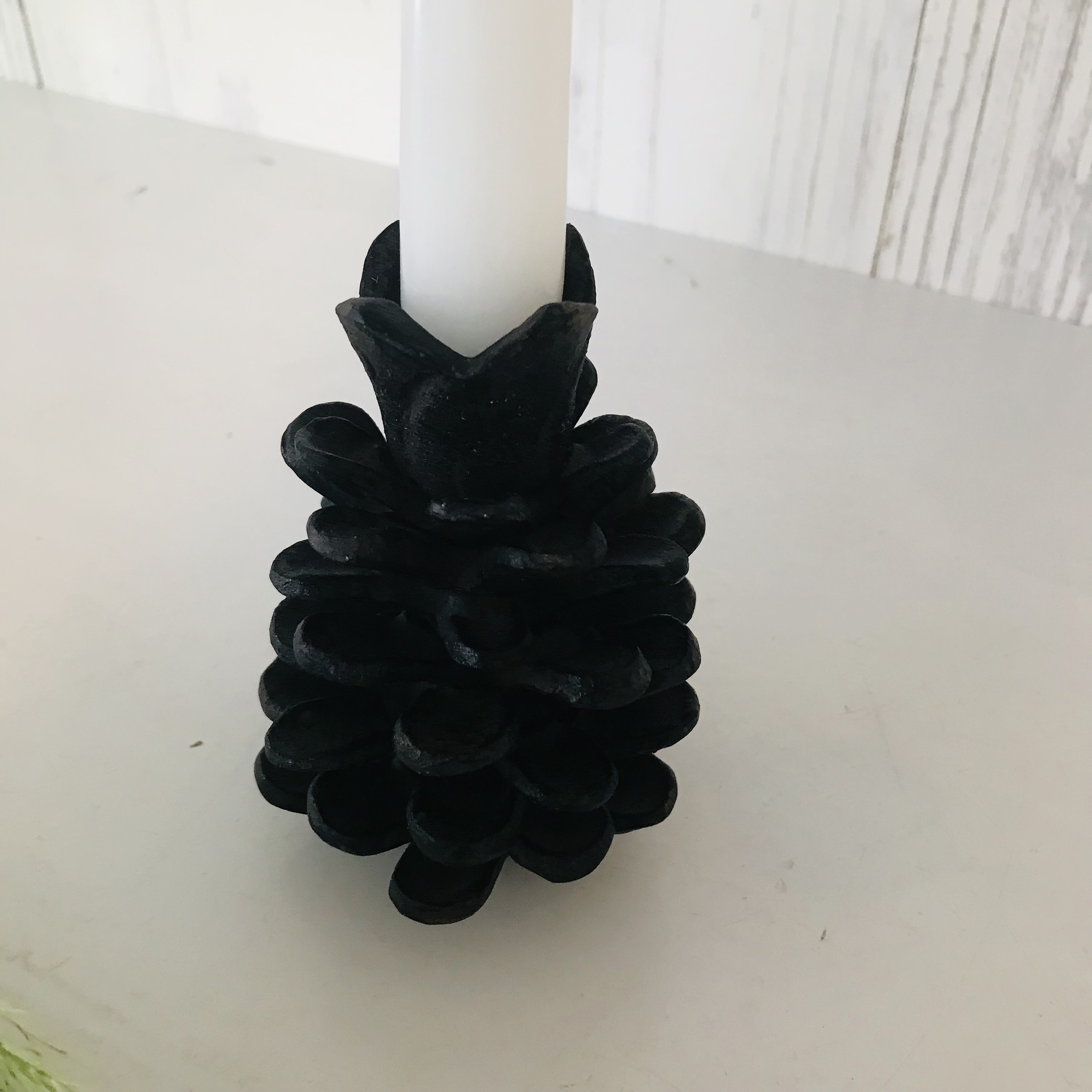 Vintage Cast Iron Metal Pine Cone, Antique Cast Iron Candlestick Pine ...