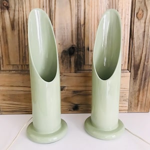Lámpara de lápiz labial de mediados de siglo, par de lámparas de cerámica Chalvignac, lámpara de mesa atómica, lámpara de la era espacial, lámpara de lápiz labial, lámpara pop modernista de 17''