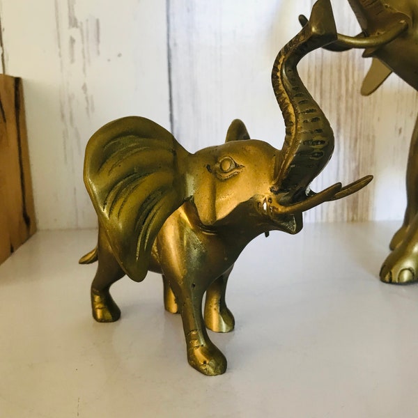 Brass Elephant, Brass Sculptures, Mid-Century Statues,  Elephant Statues, Home Decor, Hollywood Regency, 14'' Gold Elephant Sculpture,