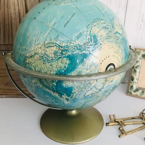 Vintage Rand McNally World Portrait Globe 12&#39;&#39;, World Globe, Topography Decorative Globe, MidCentury Globe, Boho, Home Decoration, Travel