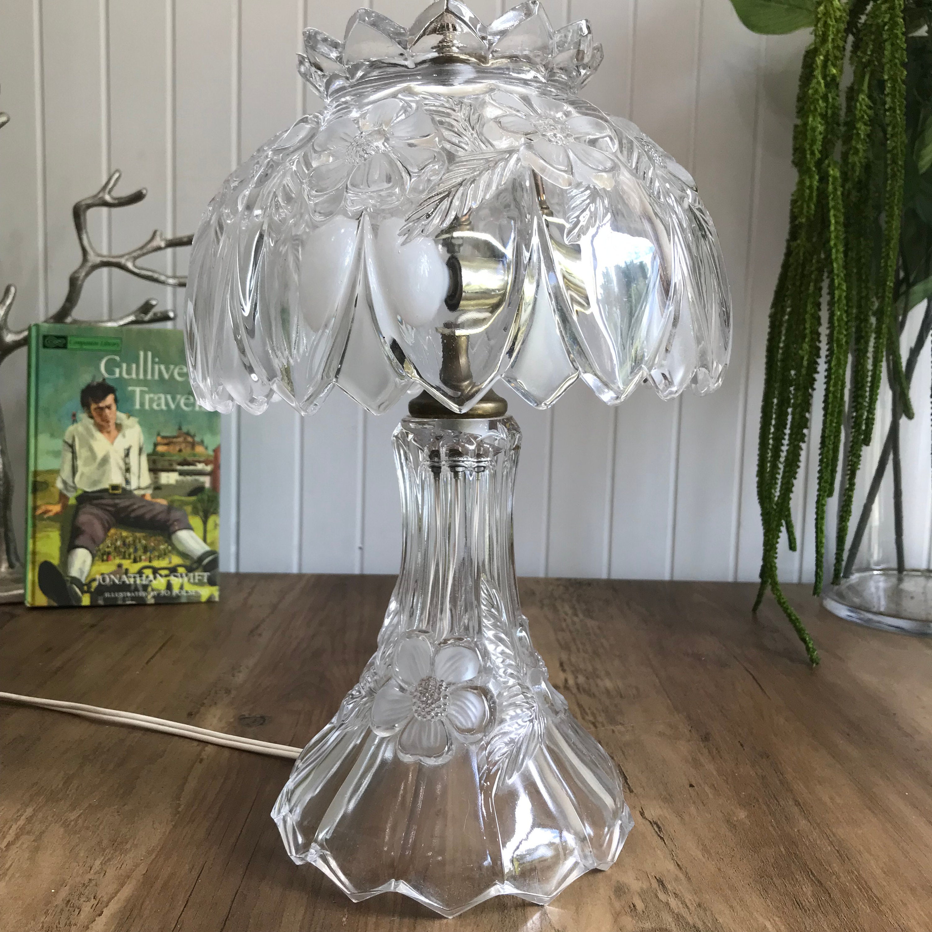 Lead Crystal Table Lamp Vintage Princess House Glass Lamp Etsy