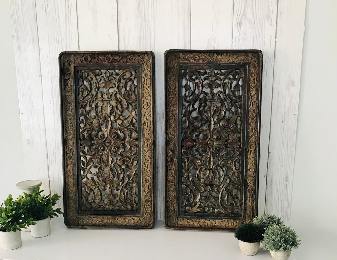 Antique Wooden Wall Panels Hanging Antique Tabletop Wall Etsy