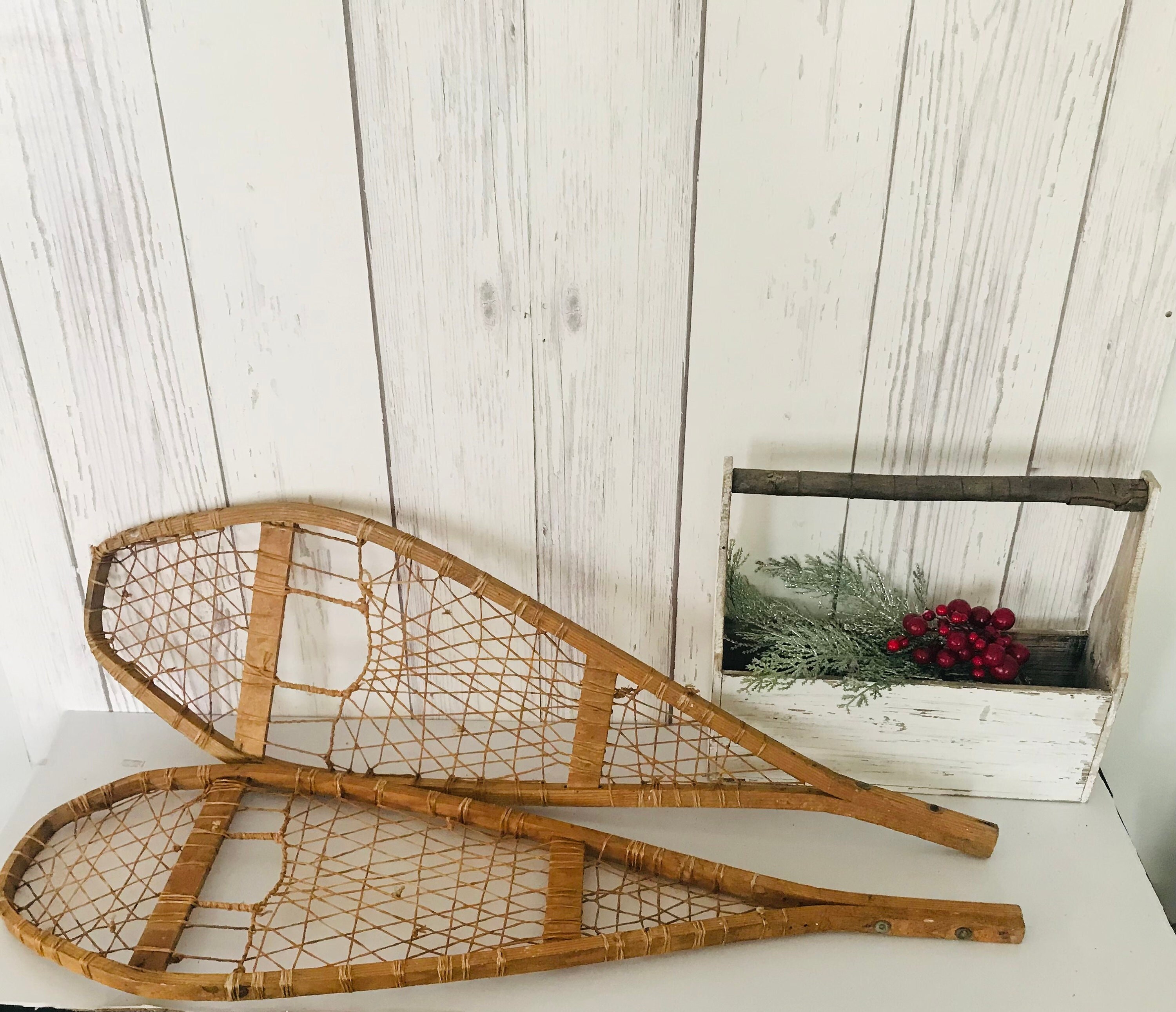 Vintage Wooden Snowshoes Primitive Wooden Snowshoe Vintage Etsy Canada