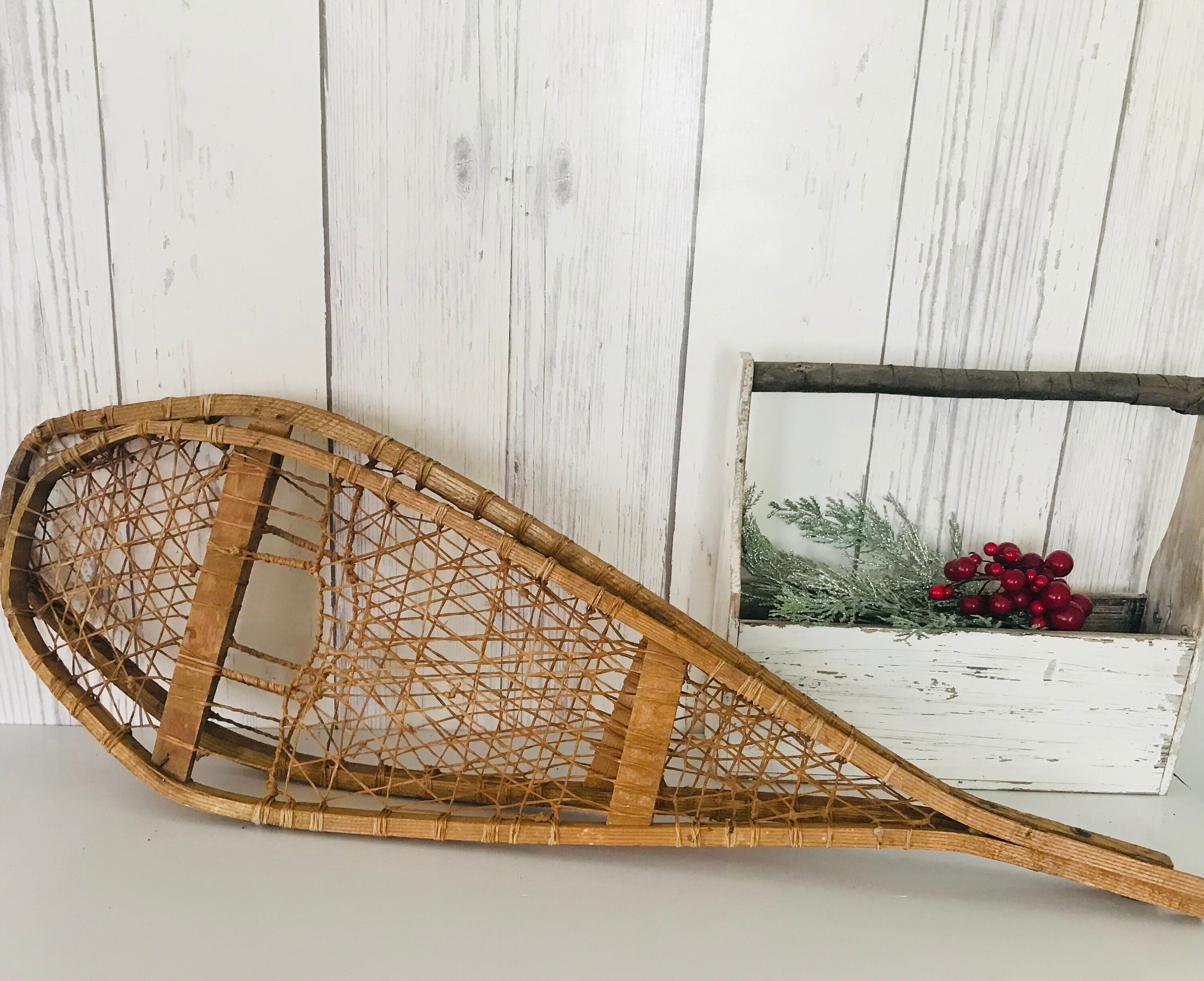 Vintage Wooden Snowshoes Primitive Wooden Snowshoe Vintage Etsy Canada