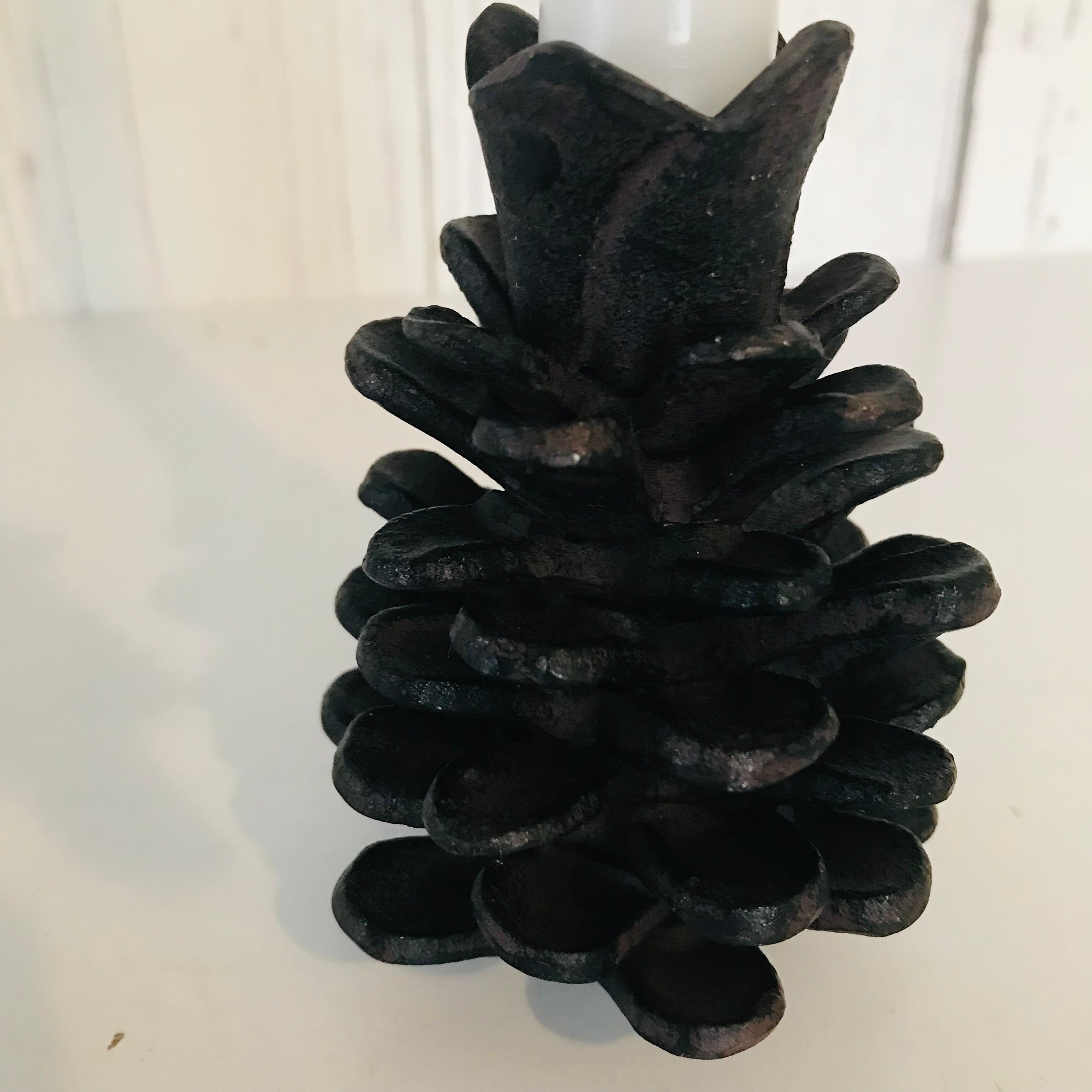 Vintage Cast Iron Metal Pine Cone, Antique Cast Iron Candlestick Pine ...