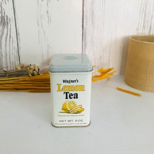 Very Rare Vintage Wagner Lemon Tea Tin White Yellow Unopened, New Antique Wagner Tea Tin, Antique Lovers, Collectible, Kitchen Decor