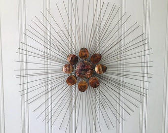 C Jere Style Brass Sunburst Metal Wall Art - Etsy
