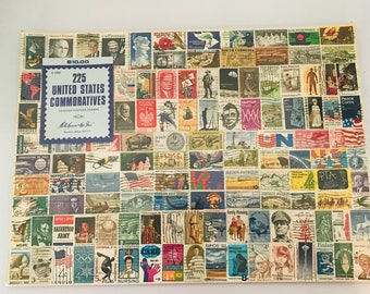 Rare Vintage Set Of Stamps, 225 United States Commoratives Stamps, Harris & Co Stamps, Unwrapped USA Stamp, Vintage Used Stamps, Collectible