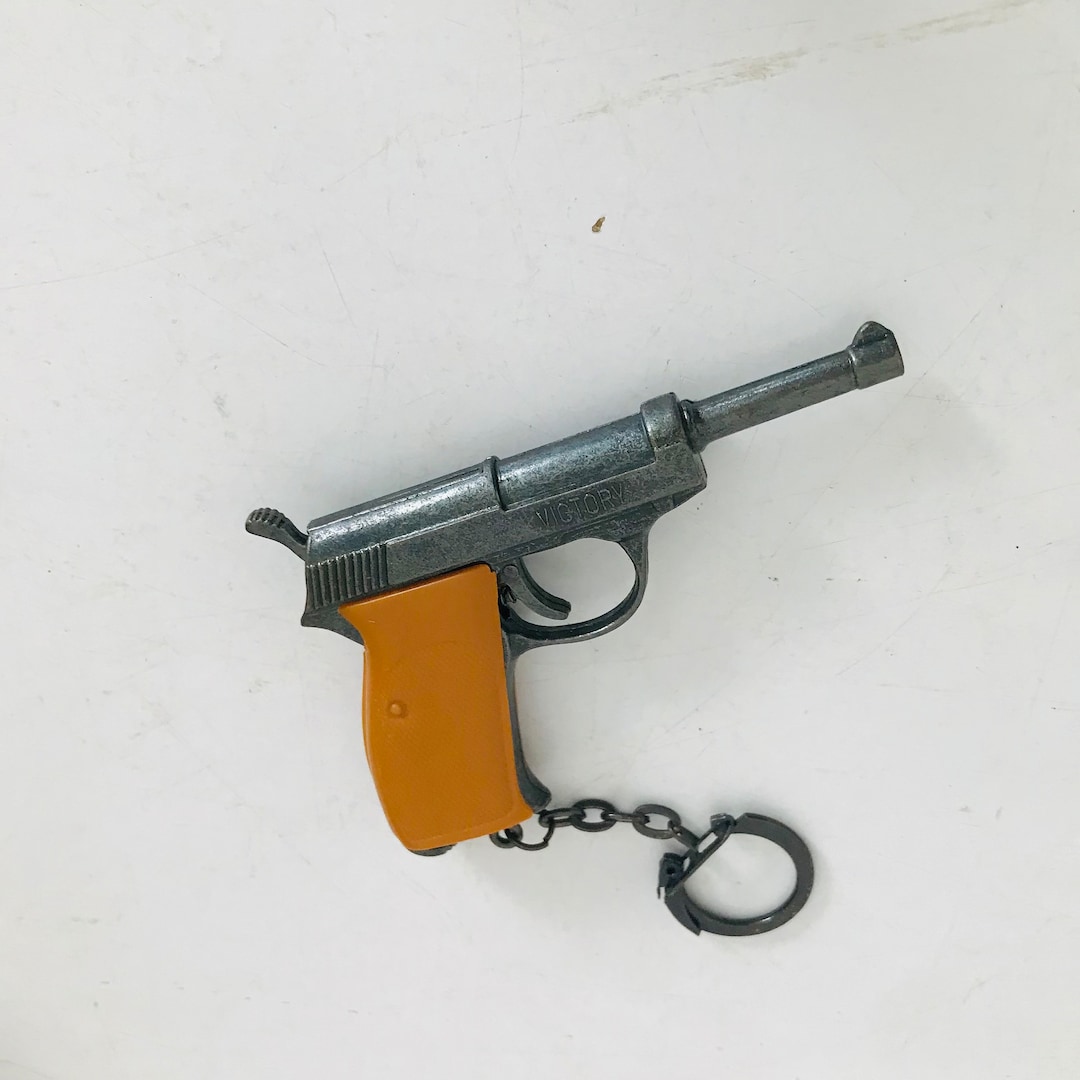 Vintage Miniature Toy Cap Gun Keychain, 80's Mauser Die Cast Keychain