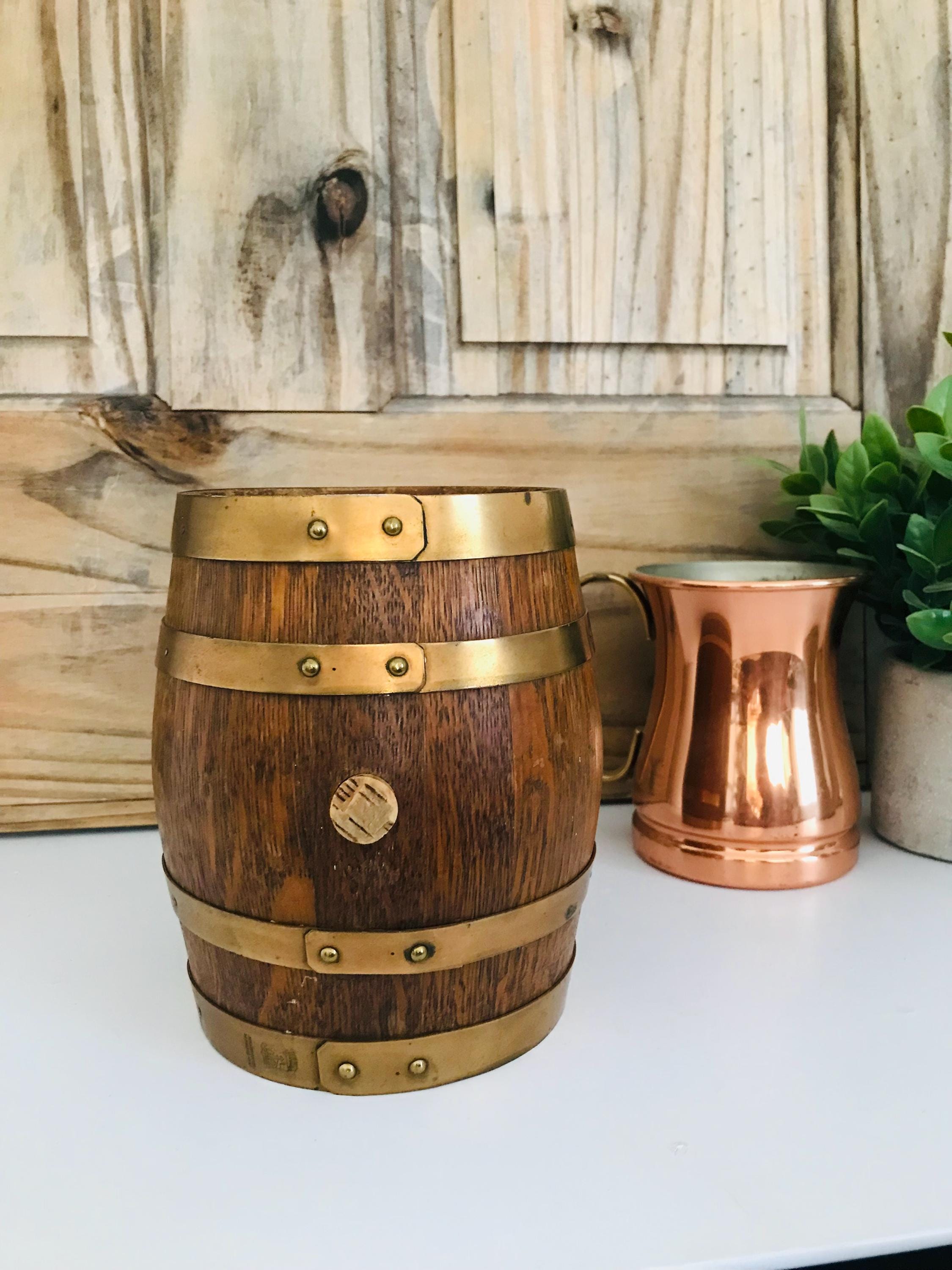 Antiek vat Gérard Laffite, Meilleur Ouvrier de France, houten vat primitief rustiek, brassbands vat, boerderij, schuurdecor, 9,8''