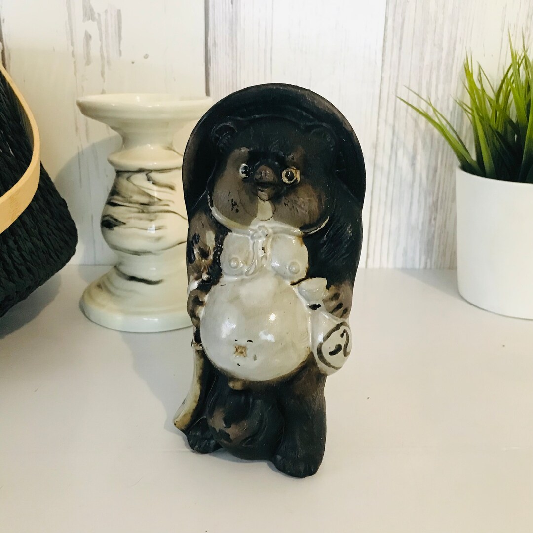 Japanese Vintage Tanuki Statue Clay Doll Ceramic Doll Etsy