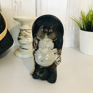 Japanese Vintage Tanuki Statue, Clay doll, Ceramic Doll, Shigaraki Ware, Raccoon Dog Shigaraki Yaki Japanese Pottery Ware Tanuki Lucky Charm