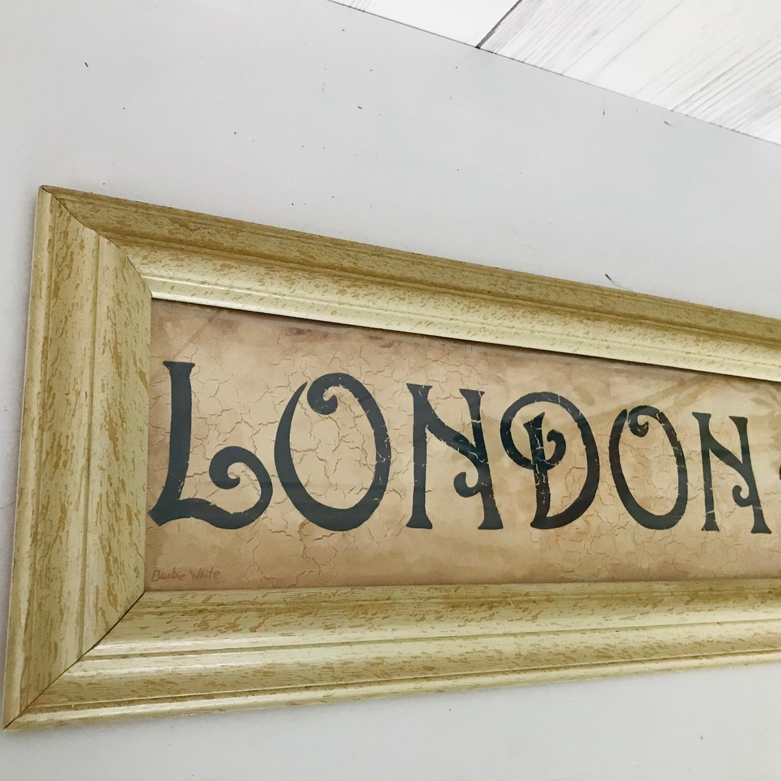 Vintage London Sign, Wooden Frame Sign, Cream Tone Wood Wall Hanging ...