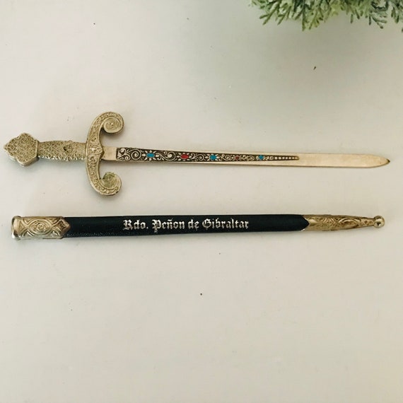 Rare Vintage Gibraltar Spanish Sword & Sheath Let… - image 1