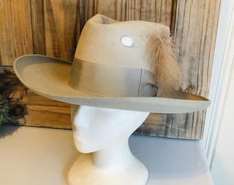 Sombrero de vaquero vintage, Biltmore Silver Buckle Carlsbad Hat de fieltro de piel