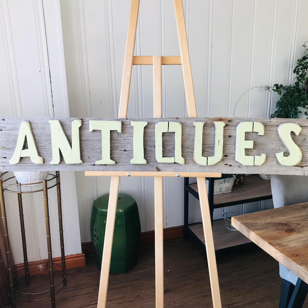Real Antique Sign, Barnwood Antiques Sign, Wooden Letters, Old Wood ...