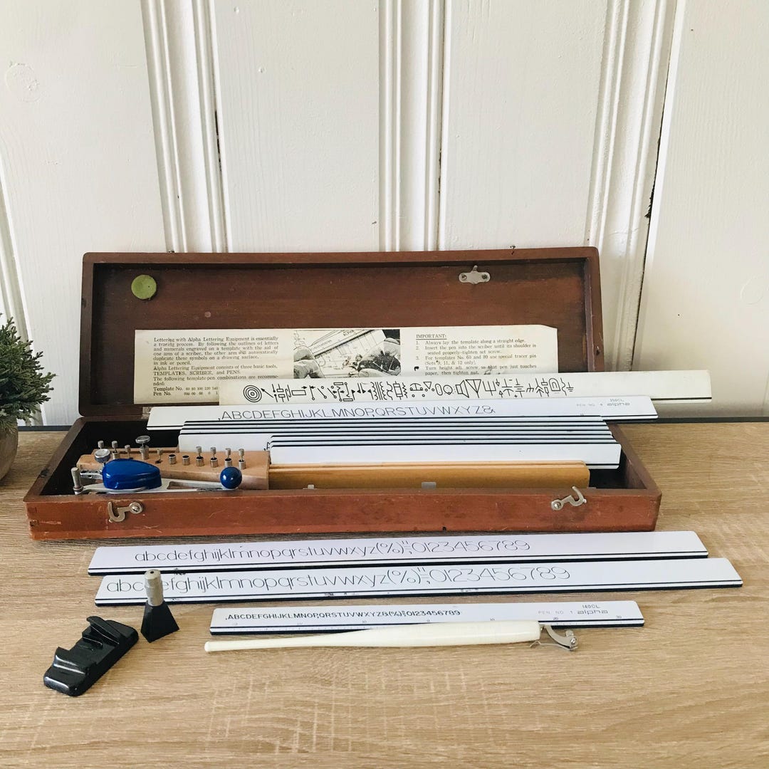 Vintage Drafting Lettering Set, Alpha Lettering Equipment Drafting Kit ...
