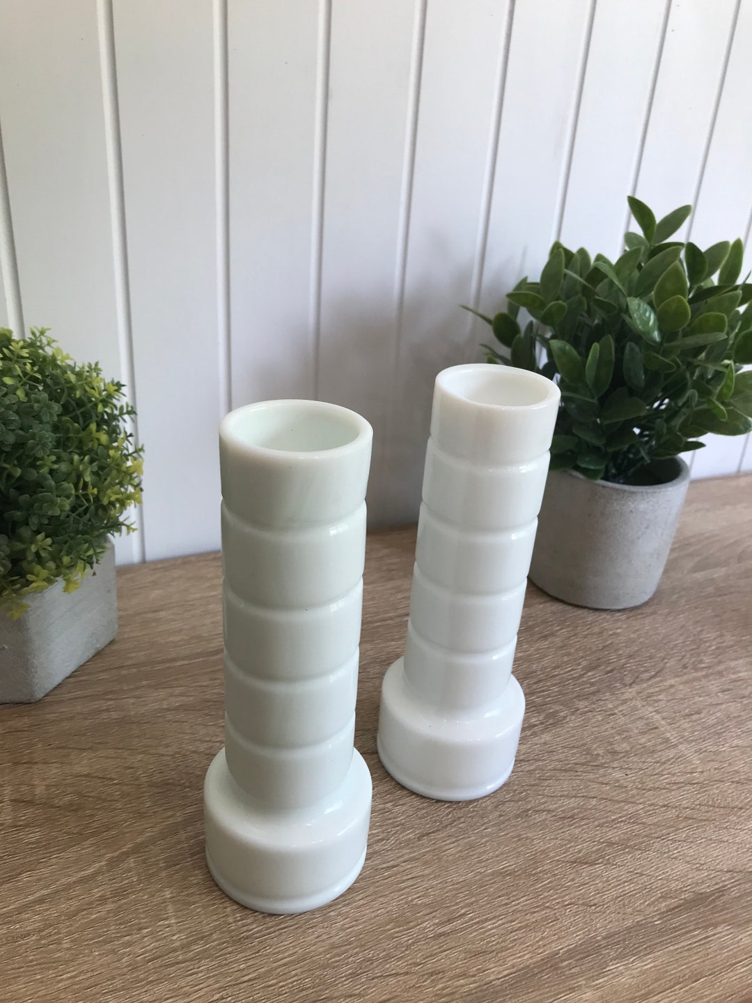 Milk Glass Stars and Bars Vase, Milk Glass Ribbed Bud Vase, Vintage White Vase, Soliflor Vase