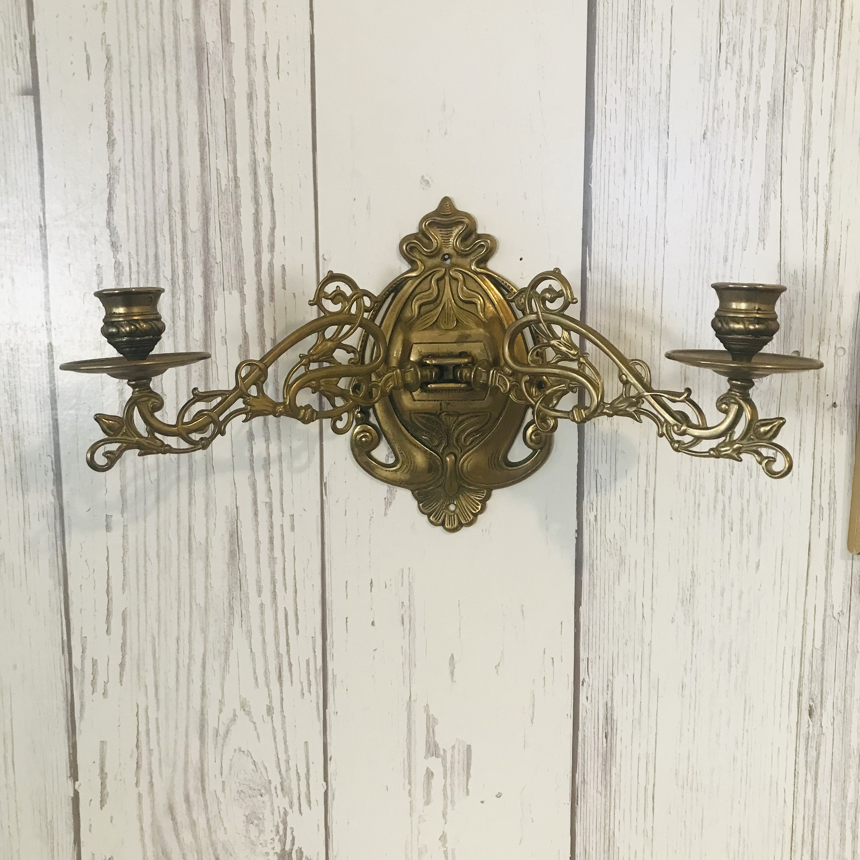 Rare Candle Holder Wall Sconce, Antique Solid Brass Victorian Piano Candelabra, Piano