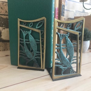 Vintage Brass Angelfish Folding Bookends Nautical Home Decor Tropical Fish  Bookends 